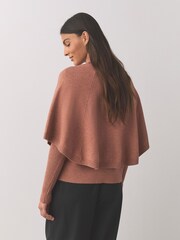 Nude Knitted Mock Layer Poncho - Image 3 of 8