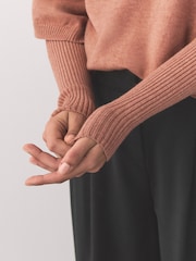 Nude Knitted Mock Layer Poncho - Image 4 of 8