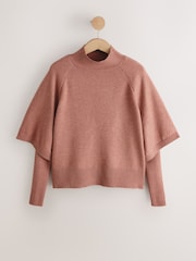 Nude Knitted Mock Layer Poncho - Image 6 of 8