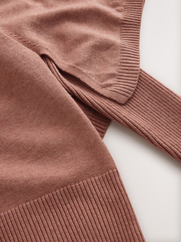 Nude Knitted Mock Layer Poncho - Image 8 of 8