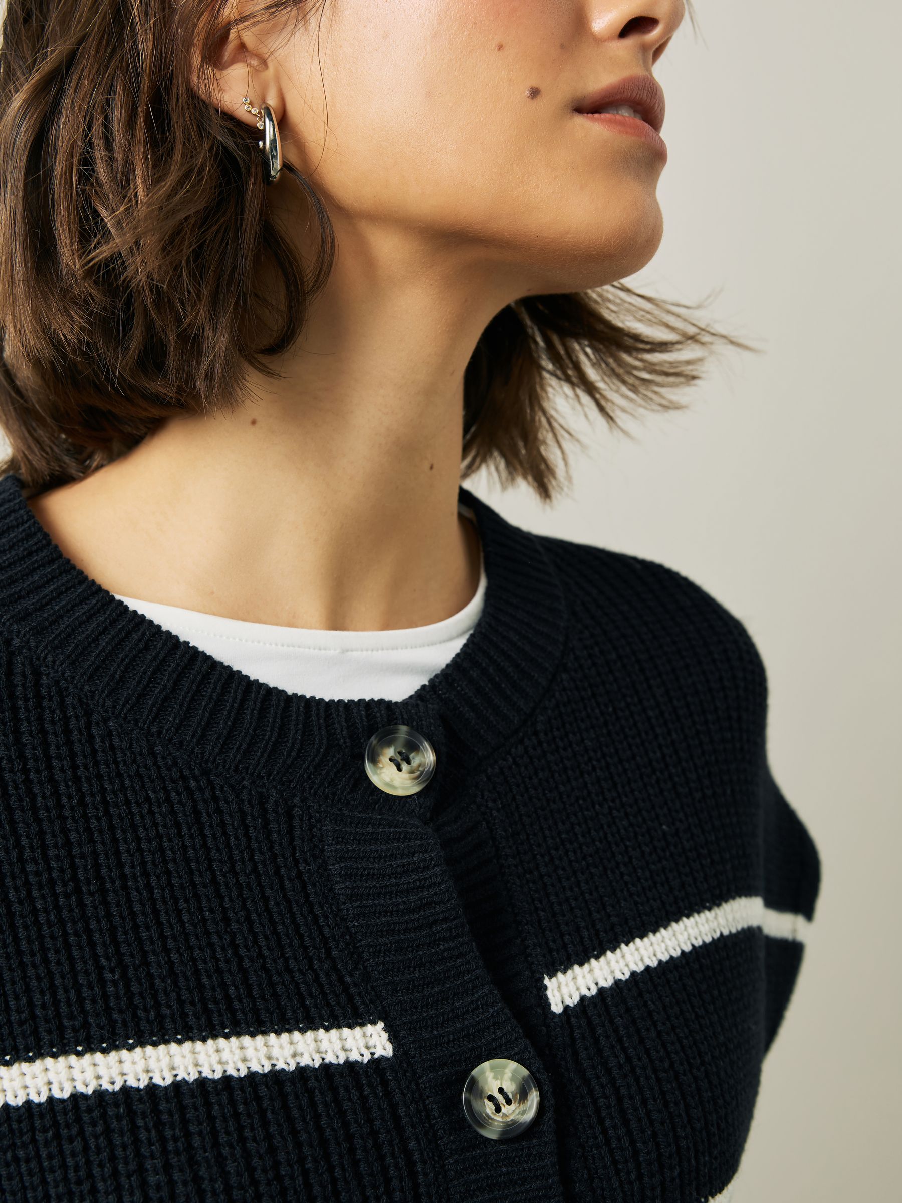 Buy Black Stripe Button Through Knitted Tank from Next Romania