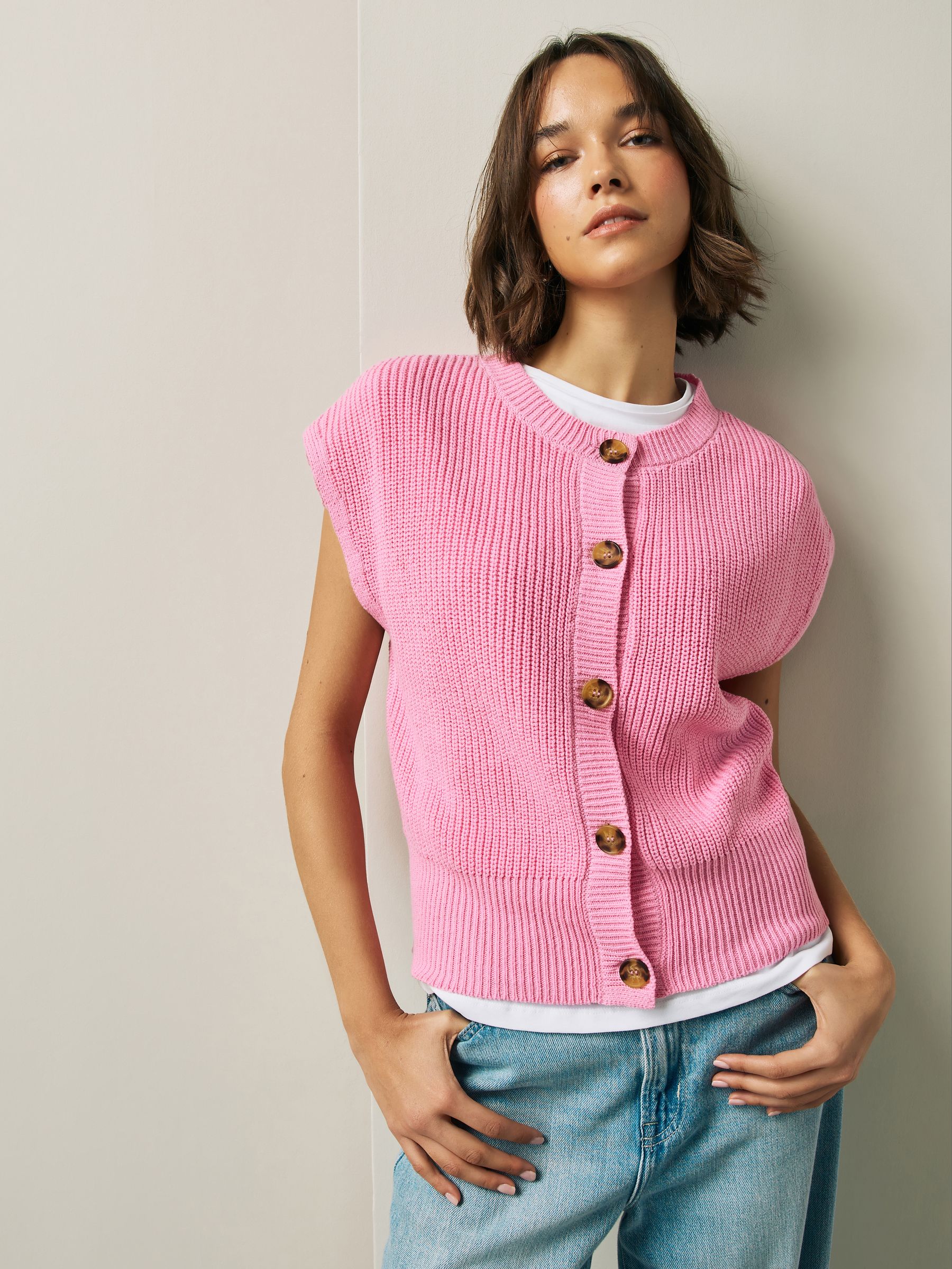 Buy Pink Button Through Knitted Tank from the Next UK online shop
