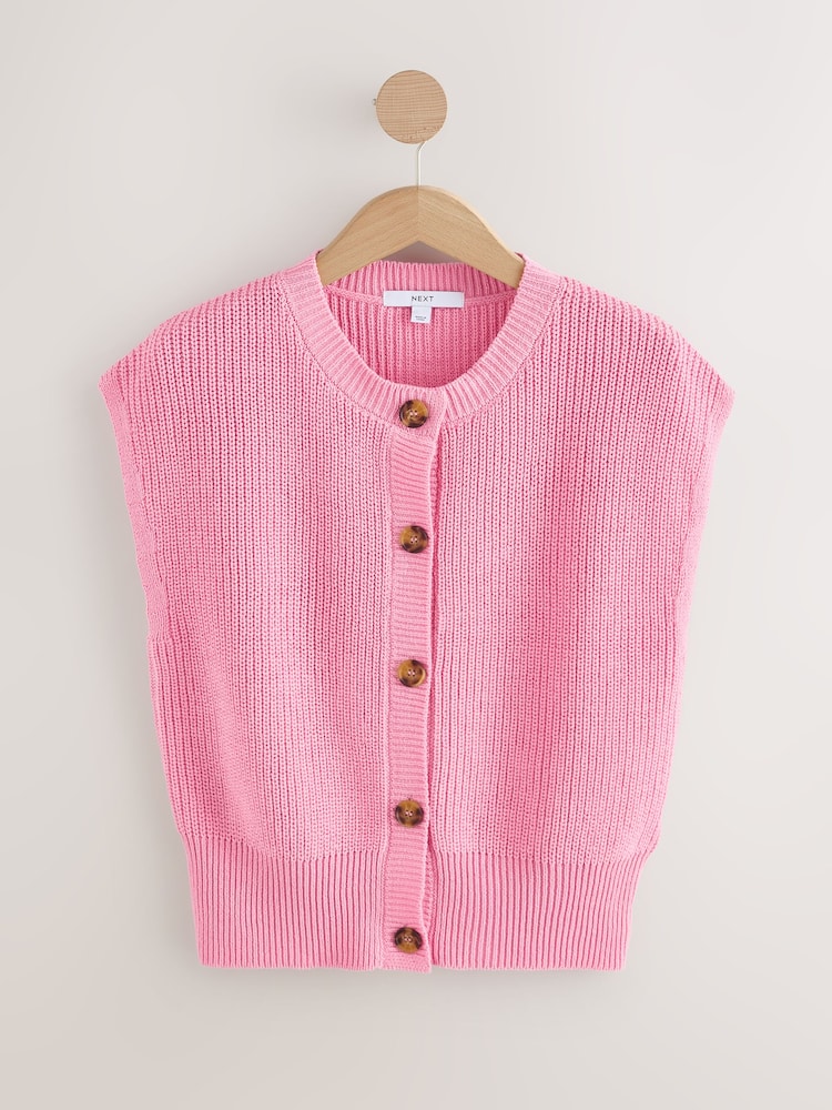 Pink Button Through Knitted Tank - Image 1 of 3