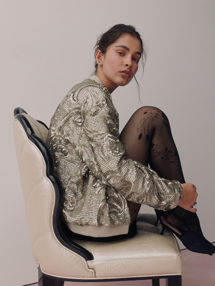 Srebrne bleščice - Pilotska jakna - Slika 2 iz 5 Srebrne bleščice - Pilotska jakna - Slika 2 iz 5