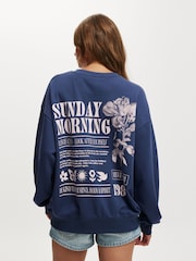 Cotton On Blue Classic Graphic Print Crew Sweatshirt - Image 2 of 4