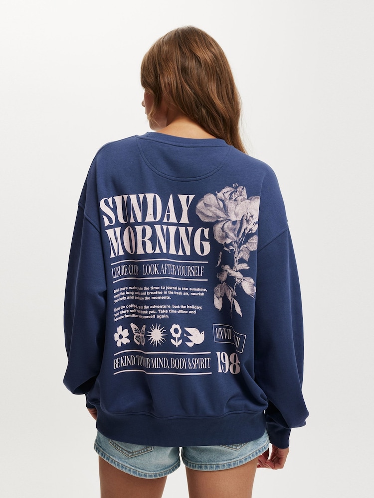 Cotton On Blue Classic Graphic Print Crew Sweatshirt - Image 2 of 4