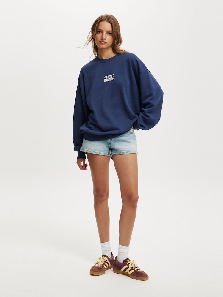 Cotton On Blue Classic Graphic Print Crew Sweatshirt - Image 4 of 4 Cotton On Blue Classic Graphic Print Crew Sweatshirt - Image 4 of 4