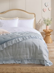 Blue Daphne Frill Quilted Bedspread - Image 1 of 4
