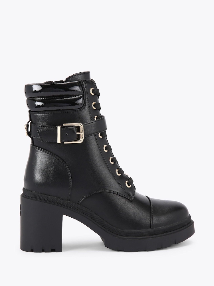 Carvela Boulder Heeled Lace-Up Black Boots - Image 1 of 4