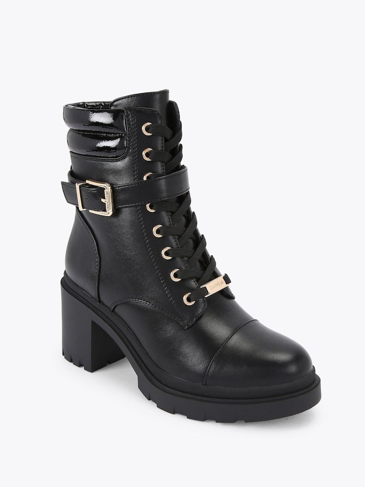 Carvela Boulder Heeled Lace-Up Black Boots - Image 2 of 4