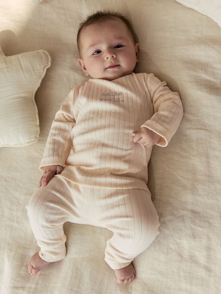 Neutral Hello World Top and Leggings Baby Set (0-18mths) - Image 1 of 18