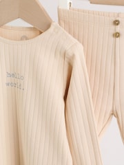 Neutral Hello World Top and Leggings Baby Set (0-18mths) - Image 14 of 18