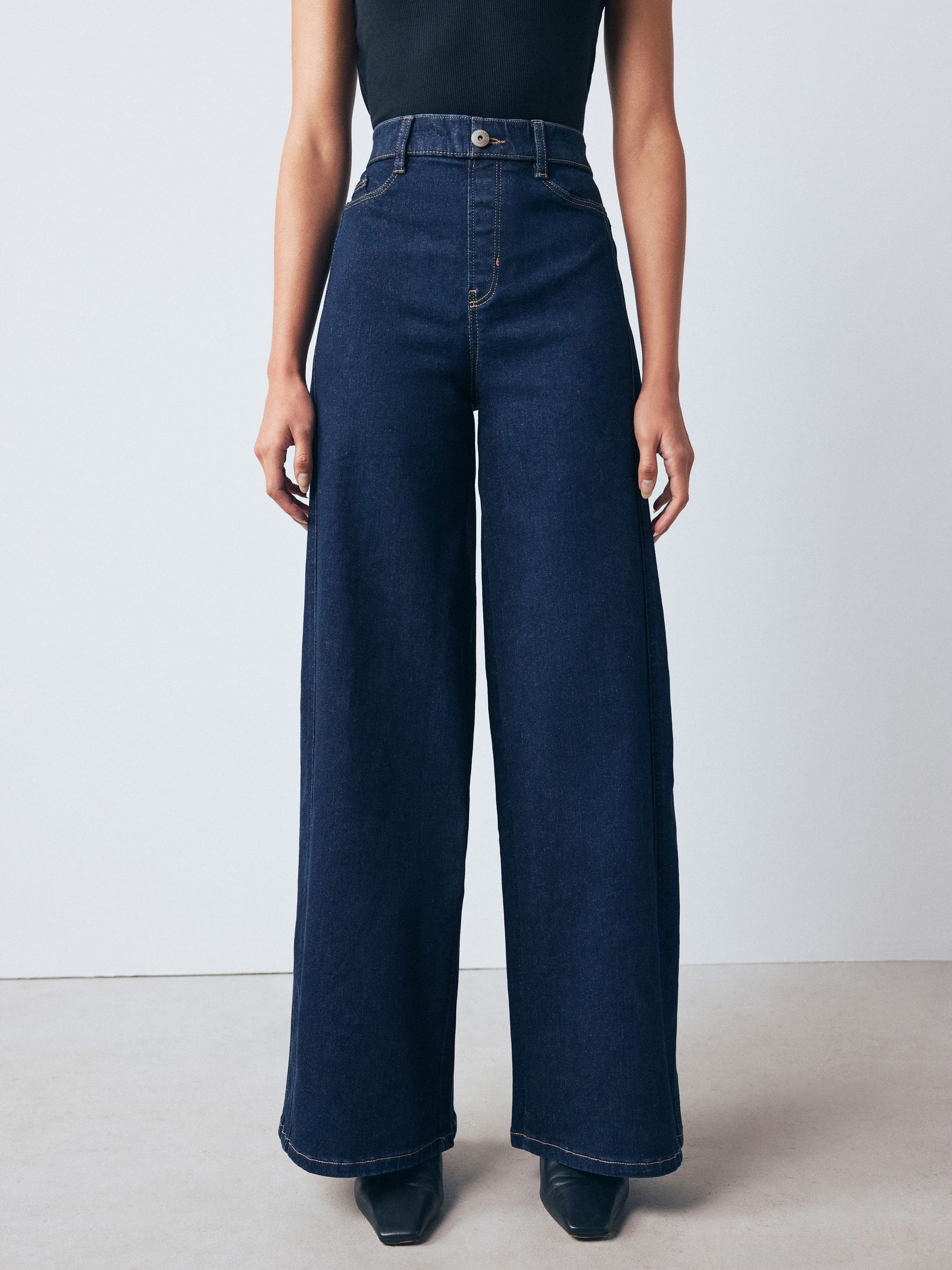 Buy Indigo Blue High Rise Flexi Fit Stretch Pull On Wide Leg Jeans