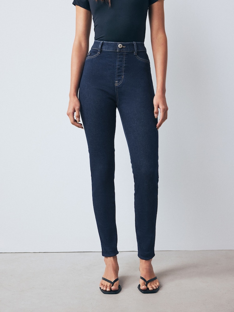 Rinse Blue High Rise FlexiFit Stretch Pull On Skinny Jeans - Image 1 of 10 Rinse Blue High Rise FlexiFit Stretch Pull On Skinny Jeans - Image 1 of 10