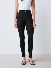Black High Rise FlexiFit Pull On Skinny Jeans - Image 1 of 10