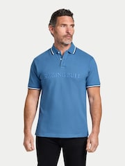 Raging Bull Blue Branded Tonal Embroidery Pique Polo Shirt - Imagen 1 de 6