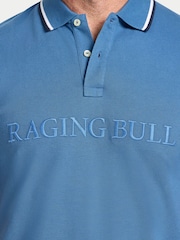 Raging Bull Blue Branded Tonal Embroidery Pique Polo Shirt - Imagen 3 de 6