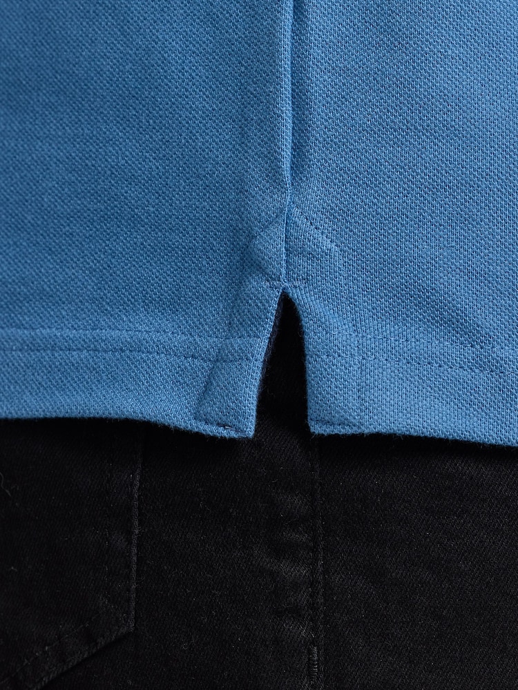 Raging Bull Blue Branded Tonal Embroidery Pique Polo Shirt - Imagen 6 de 6