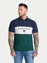 Raging Bull Green Cut & Sew Panel Pique Polo Shirt - Imagen 1 de 5