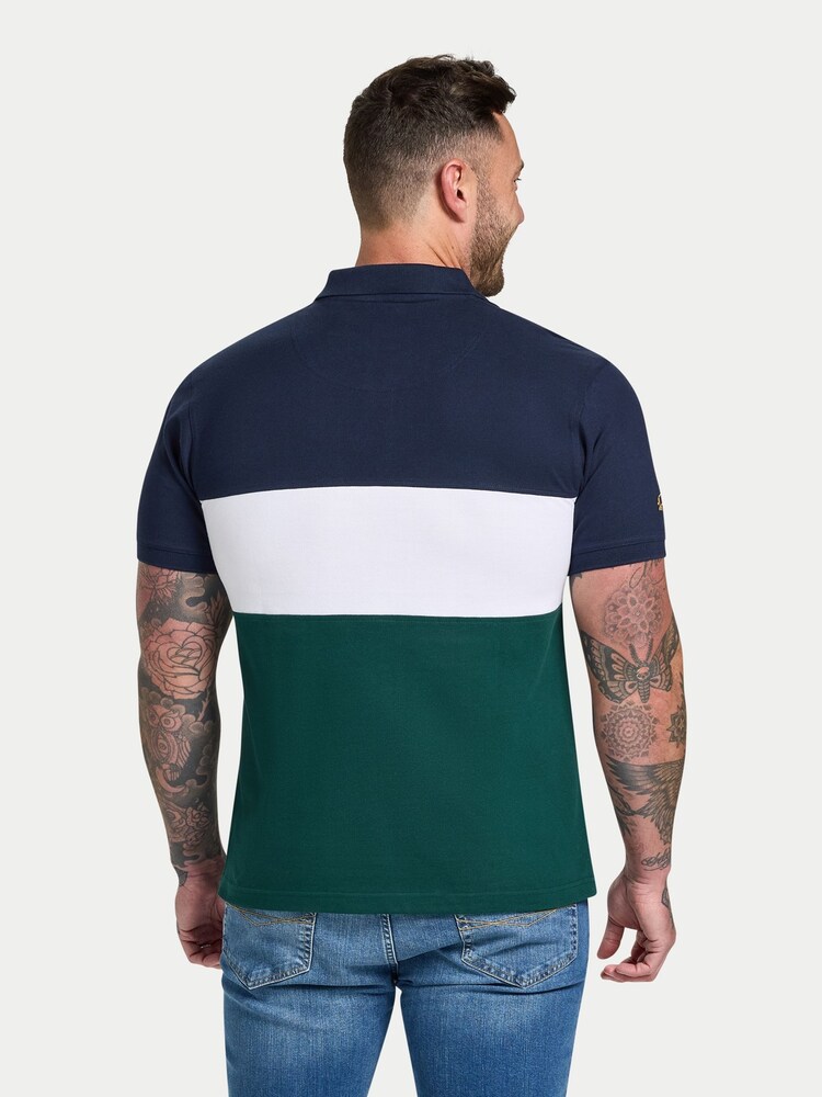 Raging Bull Green Cut & Sew Panel Pique Polo Shirt - Imagen 2 de 5
