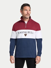 Raging Bull Red Cut & Sew Quarter Zip Sweat Top - Image 1 of 5