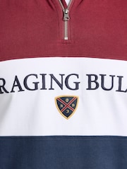 Raging Bull Red Cut & Sew Quarter Zip Sweat Top - Image 4 of 5