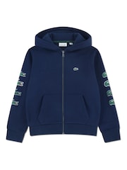 Lacoste Blue Graphic Fleece Full-Zip Hoodie - Image 1 of 4