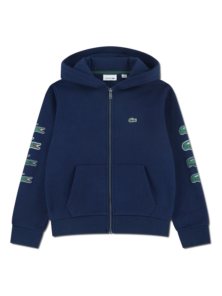 Lacoste Blue Graphic Fleece Full-Zip Hoodie - Image 1 of 4