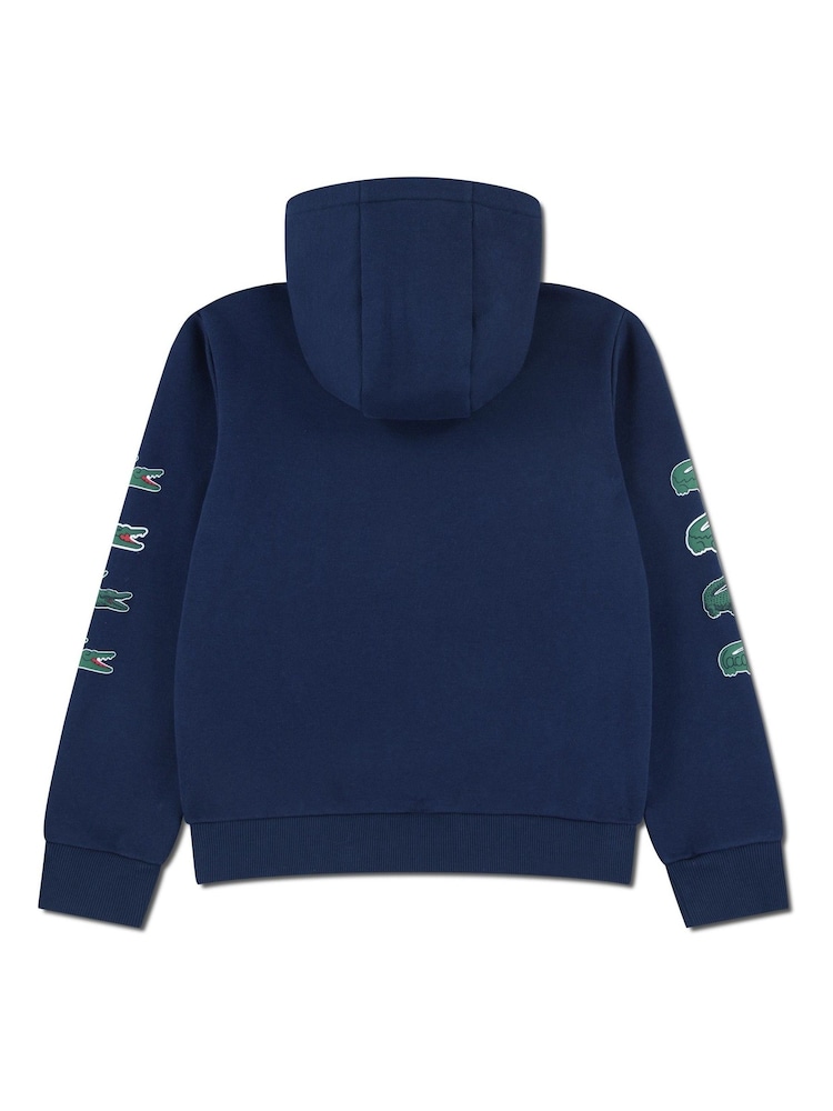 Lacoste Blue Graphic Fleece Full-Zip Hoodie - Image 2 of 4