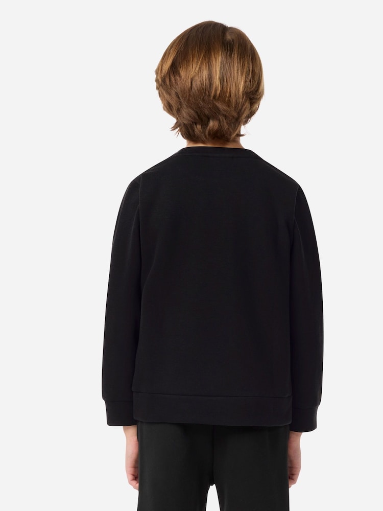 Lacoste Black Grid Taped Crew Neck Sweatshirt - Image 2 of 6