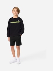 Lacoste Black Grid Taped Crew Neck Sweatshirt - Image 3 of 6
