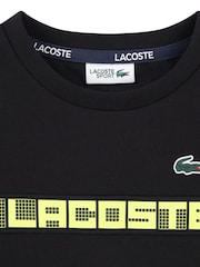 Lacoste Black Grid Taped Crew Neck Sweatshirt - Image 6 of 6