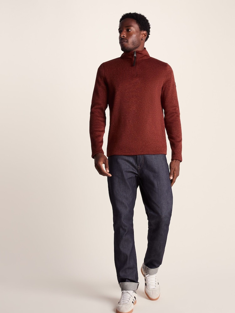 Tog 24 Brown Mens Pearson Knitlook Quarter Zip Fleece - Image 1 of 7 Tog 24 Brown Mens Pearson Knitlook Quarter Zip Fleece - Image 1 of 7