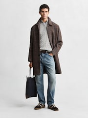 GANT Grey Cable Knit Cotton Quarter Zip Jumper - Image 4 of 5