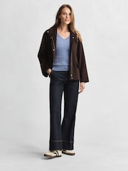 Azul - GANT Cable Knit V-Neck Jumper - Imagen 3 de 4