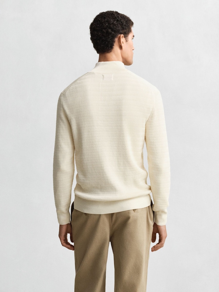 GANT Cream Mini Cable Knit Quarter Zip Jumper - Image 2 of 4