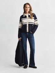 GANT Blue Colour Block Button Up Collar Cardigan - Image 3 of 5