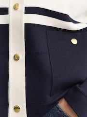 GANT Blue Colour Block Button Up Collar Cardigan - Image 5 of 5