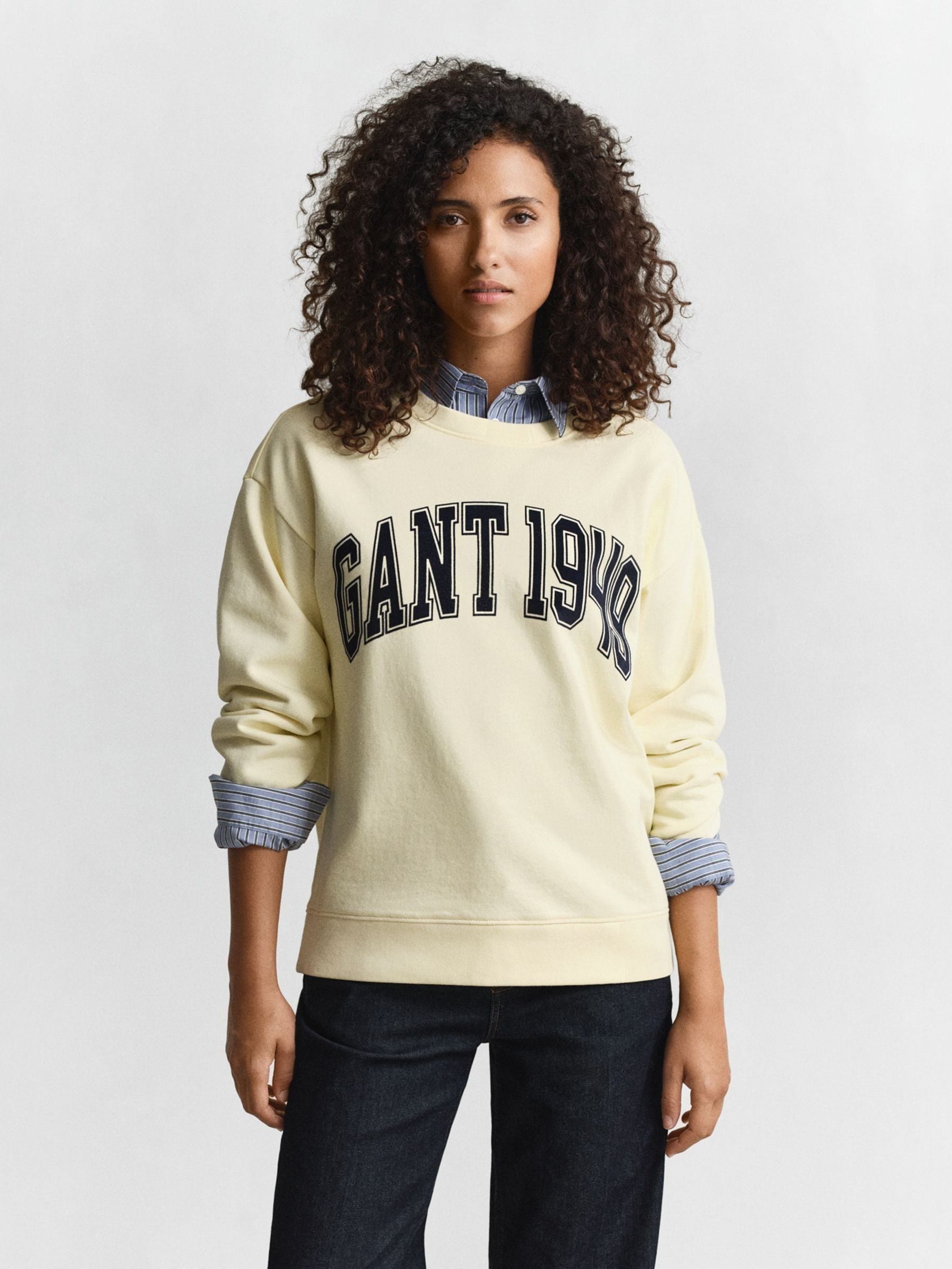 Gant Women's Yellow Varsity Graphic Sweatshirt - Image 1