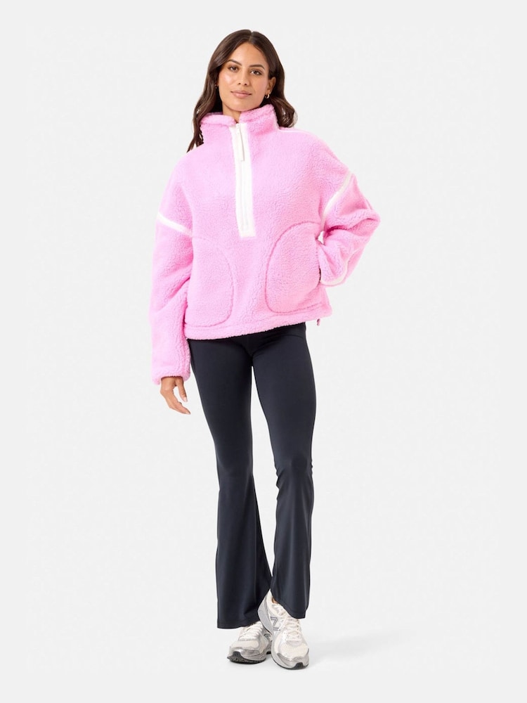 Gym + Coffee Pink Industry Half Zip Fleece - Image 1 of 6 Gym + Coffee Pink Industry Half Zip Fleece - Image 1 of 6