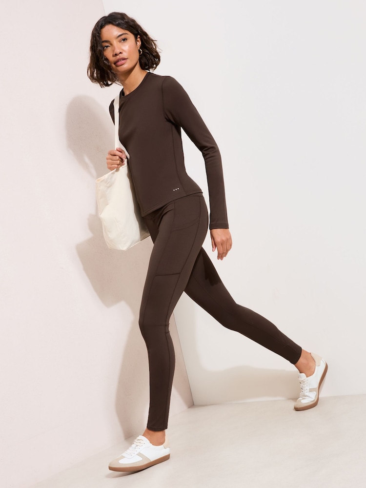 Friends Like These Chocolate Brown Studio High Waist Leggings - Image 5 of 5 Friends Like These Chocolate Brown Studio High Waist Leggings - Image 5 of 5