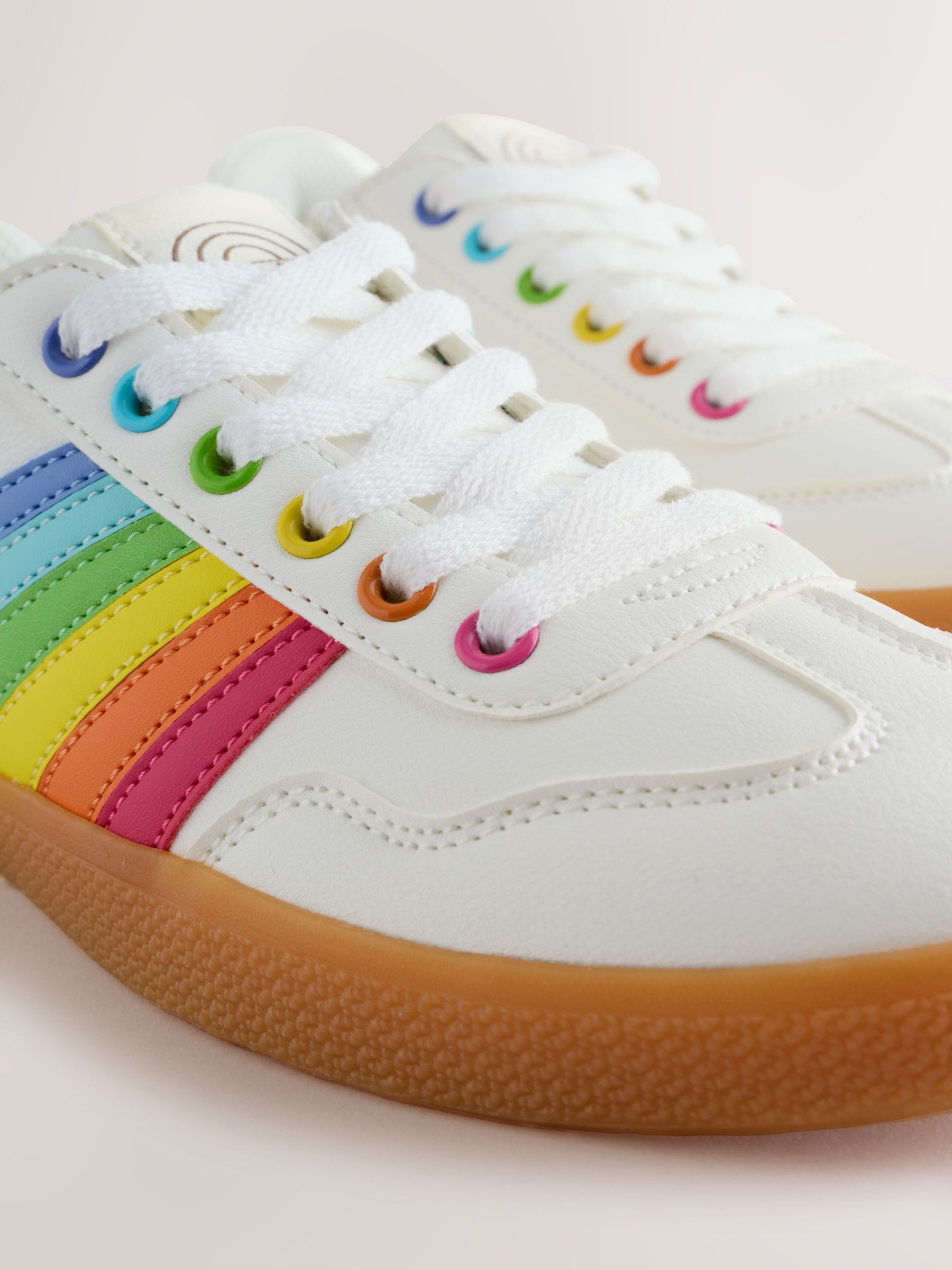 Buy Little Bird by Jools Oliver White Older Gum Sole Trainers with