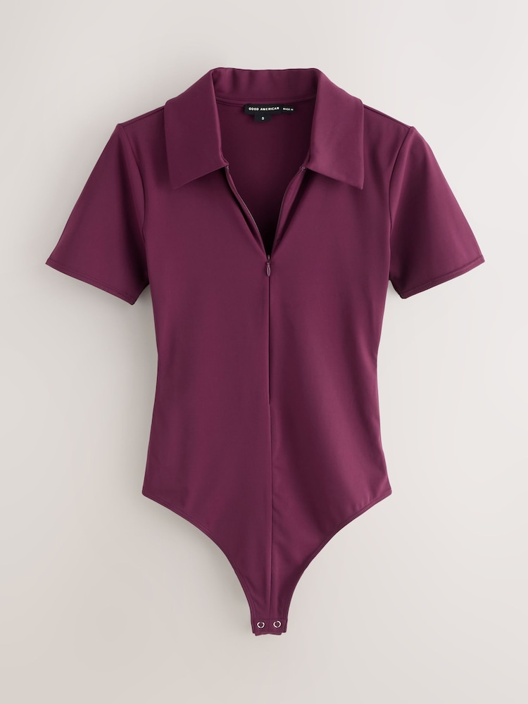 Good American Red Weightless Scuba Collared Bodysuit - Image 1 of 1 Good American Red Weightless Scuba Collared Bodysuit - Image 1 of 1