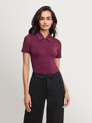 Good American Red Weightless Scuba Collared Bodysuit - Image 3 of 4