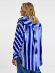 JD Williams Blue Cotton Poplin Oversized Stripe Shirt - Image 2 of 4