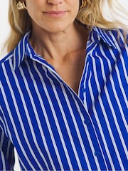 JD Williams Blue Cotton Poplin Oversized Stripe Shirt - Image 3 of 4