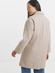 JD Williams Cream High Collar Button Front Lined Coat - Image 2 of 4