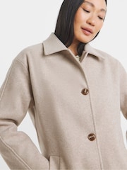 JD Williams Cream High Collar Button Front Lined Coat - Image 3 of 4