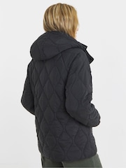 JD Williams Black Short Quilted Hooded Jacket - Image 2 of 4