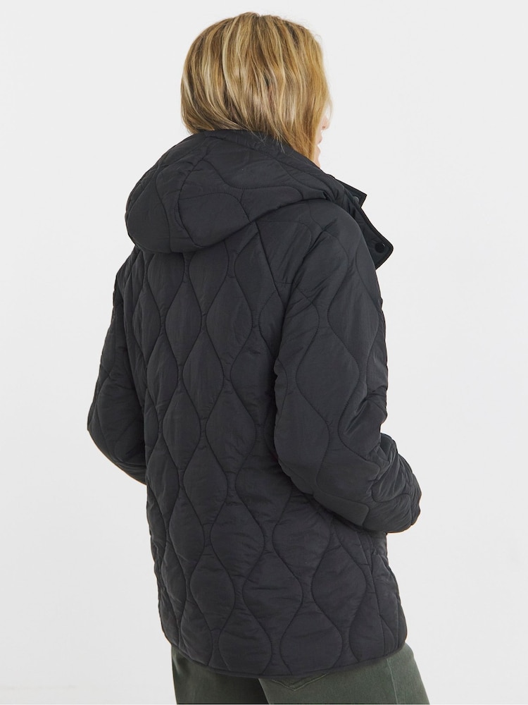JD Williams Black Short Quilted Hooded Jacket - Image 2 of 4